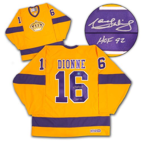 Marcel Dionne Autographed Los Angeles Custom Gold Hockey Jersey HOF 92  Inscription - JSA COA