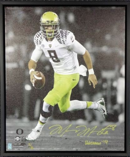 Marcus Mariota Autographed Signed Framed 20X24 Canvas Photo Oregon Ducks "Heisman '14" #/8 Mm Holo #91865 