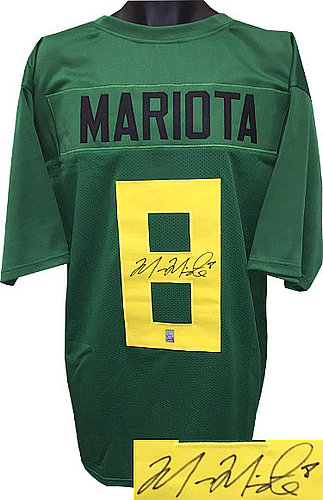 Marcus Mariota Autographed Signed Green Custom Stitched College Football Jersey #8 (Heisman) XL- Mariota Hologram 