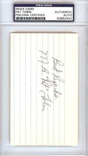 Marion Brooks M.B. "Pat" Tobin Autographed Signed 3X5 Index Card Philadelphia A's PSA/DNA 