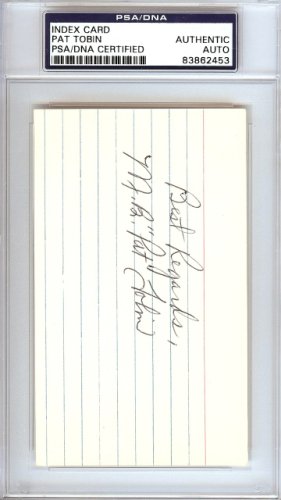 Marion Brooks M.B. "Pat" Tobin Autographed Signed 3X5 Index Card Philadelphia A's PSA/DNA 