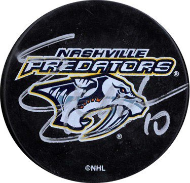 Martin Erat signed Nashville Predators Logo Hockey Puck #10- JSA #RR76690