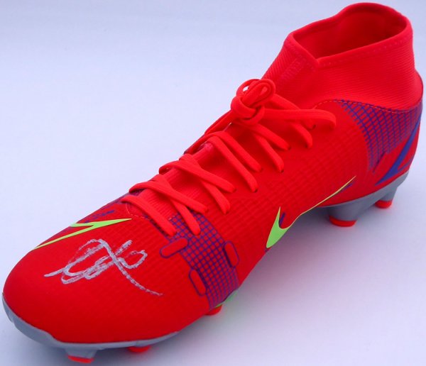 Mason Mount Autographed Signed Orange Nike Mercurial Cleat Shoe Chelsea F.C. Size 11 Beckett Beckett 