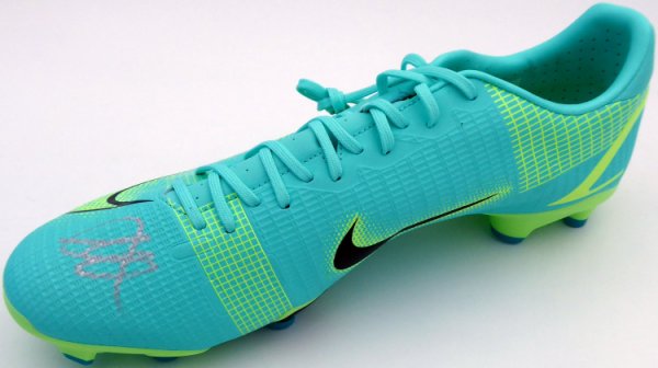 Mason Mount Autographed Signed Teal Nike Mercurial Cleat Shoe Chelsea F.C. Size 12 Beckett Beckett 