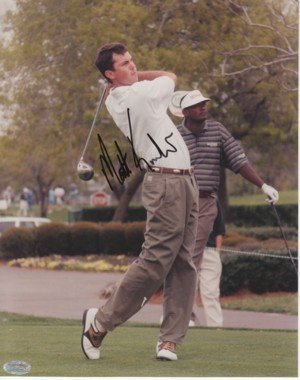 Matt Kuchar signed 8x10 Photo (Tan shirt/black sig)- Mounted Hologram