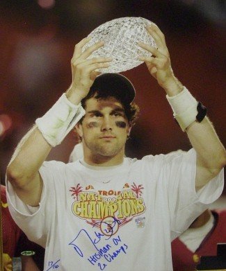 Matt Leinart Autographed Signed USC Trojans 16x20 Photo w/ Trophy- Heisman 04/ 2X Champs- Leinart Hologram 