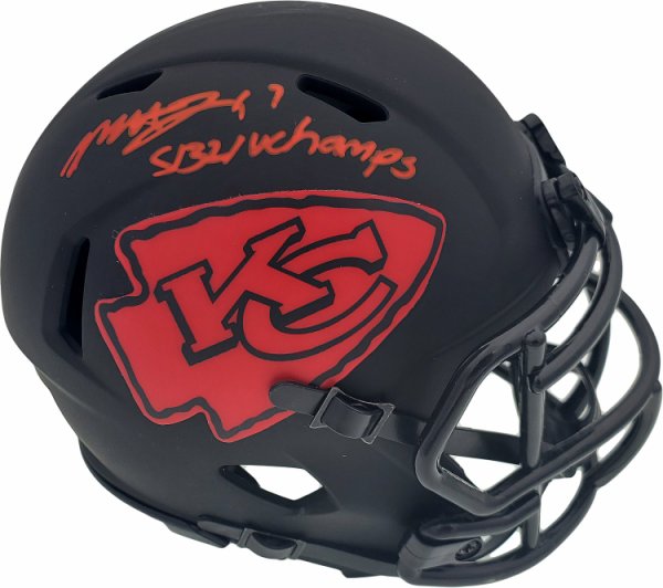 Mecole Hardman Autographed Signed Kansas City Chiefs Eclipse Black Speed Mini Helmet "Sb Liv Champs" Beckett Beckett 