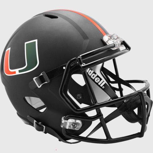 Miami Hurricanes Speed Replica Football Helmet 2017 Nights Satin Black 