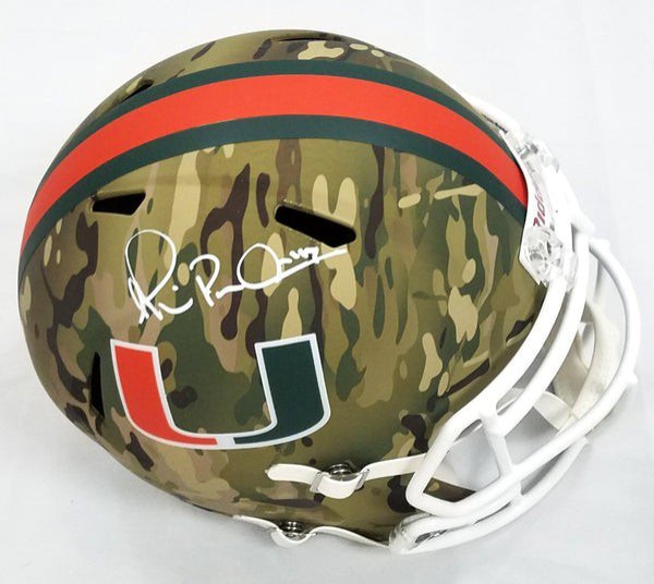 Michael Irvin Autographed Signed Miami Hurricanes Riddell Replica Camo Helmet Beckett Witnessed 
