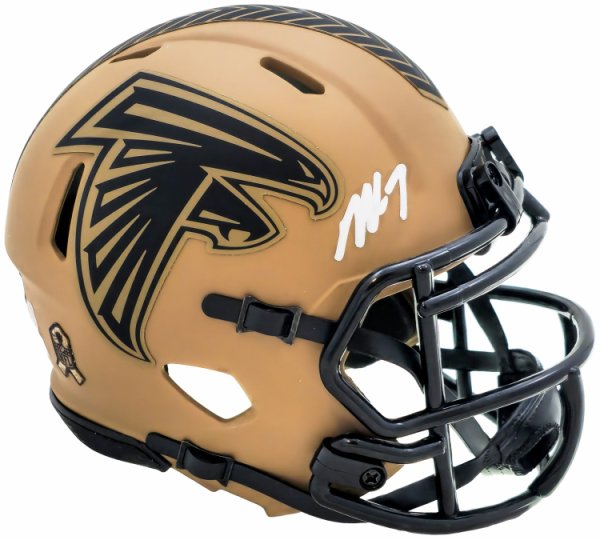 Michael Vick Autographed Signed Atlanta Falcons Camo Brown Speed Mini Helmet Beckett Beckett Witness #223741 