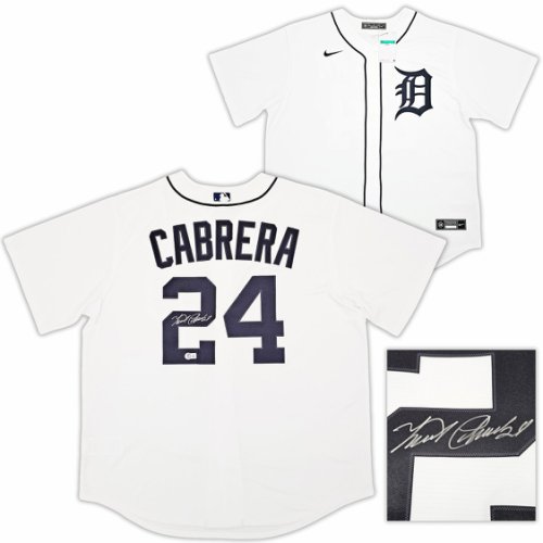 Miguel Cabrera Detroit Tigers Autographed White Majestic Authentic Jersey  with Multiple Inscriptions - Limited Edition of 10