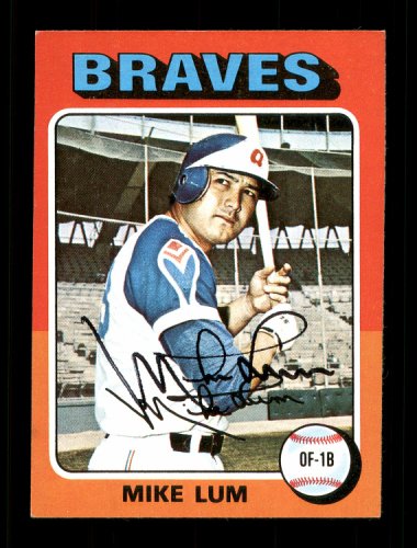 Mike Lum Autographed 1975 Topps Mini Card #154 Atlanta Braves #168598
