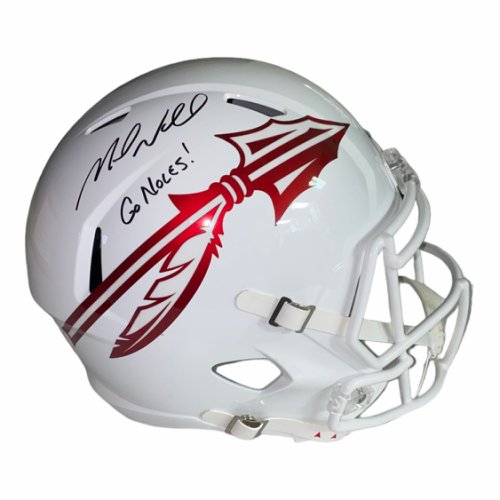 Mike Norvell Autographed Signed Florida State Seminoles Riddell Full Size Alt White Speed Replica Helmet w/Go Noles! 