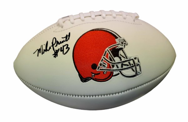 Mike Pruitt Cleveland Browns Autographed Signed White Panel Football - Beckett Authentic 