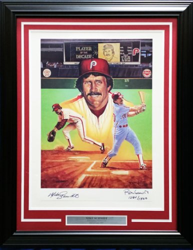 Mike Schmidt Autographed Signed Framed 18X24 Lithograph Photo Philadelphia Phillies With Artist Proof #1284/1500 Beckett Beckett 