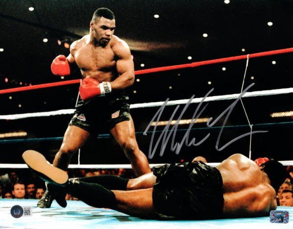 Mike Tyson Autographed 11X14 Photo Standing Over Beckett Beckett