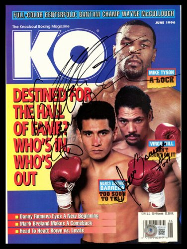 Mike Tyson, Marco Antonio Barrera & Virgil Hill Autographed Ko Magazine Beckett Beckett