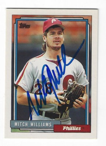 Mitch Williams autographed baseball card (Texas Rangers) 1987