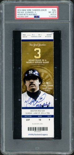 Mookie Betts Autographed Signed 2X6.5 June 9Th, 2014 MLB Debut Full Ticket Boston Red Sox PSA Auto Grade Near Mint/Mint 8 "MLB Debut" PSA/DNA 