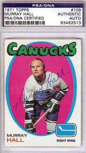 Murray Hall Autographed 1971 Topps Card #109 Vancouver Canucks PSA/DNA