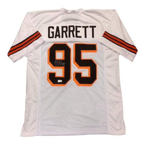Myles Garrett Autographed Signed Cleveland Browns White Custom Jersey - Beckett 