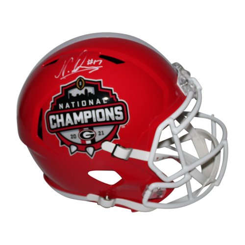 Nakobe Dean Autographed Signed Georgia Bulldogs 2021 Natl Champ Speed F/S Rep Helmet - BAS 