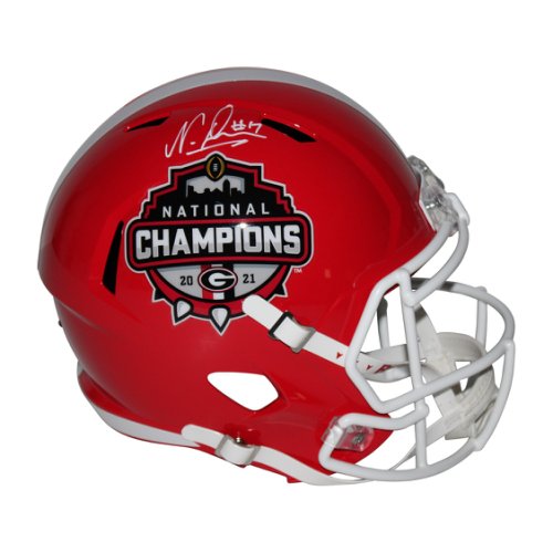 Nakobe Dean Autographed Signed Georgia Bulldogs Speed F/S Rep Helmet w/2021 Natl Champs -BAS 