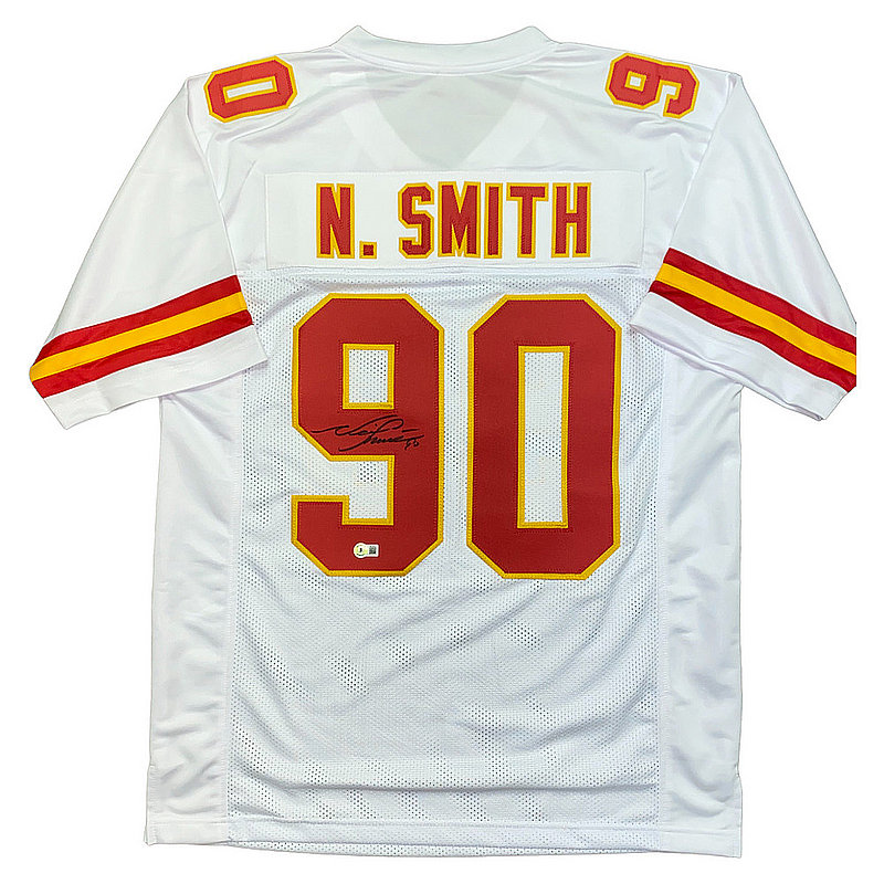 Neil Smith Autographed Kansas City Chiefs Custom #90 White Jersey - Beckett Authentic