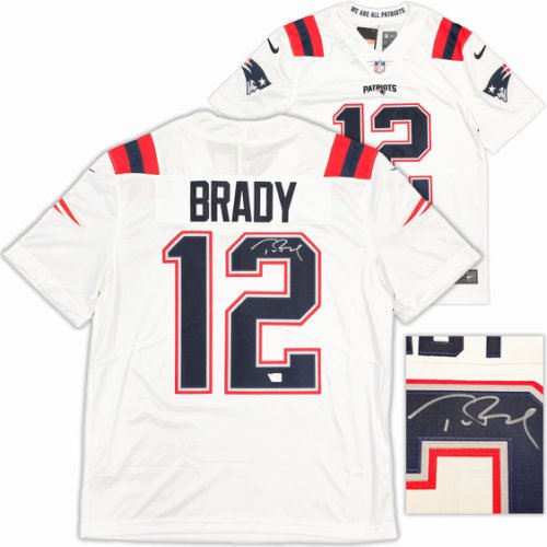 New England Patriots Tom Brady Autographed Signed White Nike On Field Jersey Size L Fanatics Holo #229517 