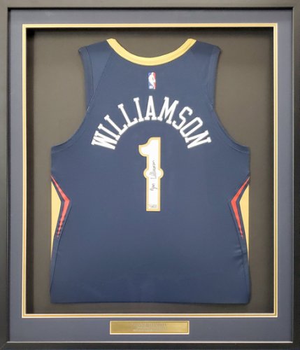New Orleans Pelicans Zion Williamson Autographed Signed Framed Blue Nike Jersey Fanatics 