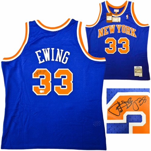 New York Knicks Patrick Ewing Autographed Signed Blue Authentic Mitchell & Ness 1991-92 Hwc Swingman Jersey Size Xl Beckett Beckett Witness #214819 
