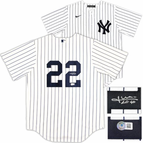 New York Yankees Juan Soto Autographed Signed White Pinstripes Nike Jersey Size L Beckett Beckett Qr #226401 