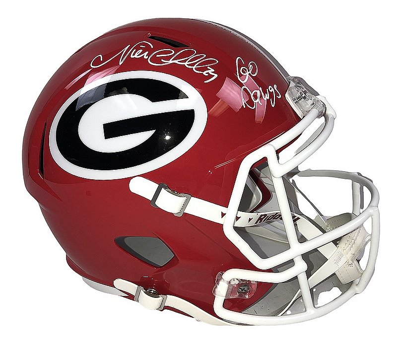 Nick Chubb Autographed Signed Georgia Bulldogs Riddell Speed F/S Rep Helmet w/Go Dawgs! -BAS 