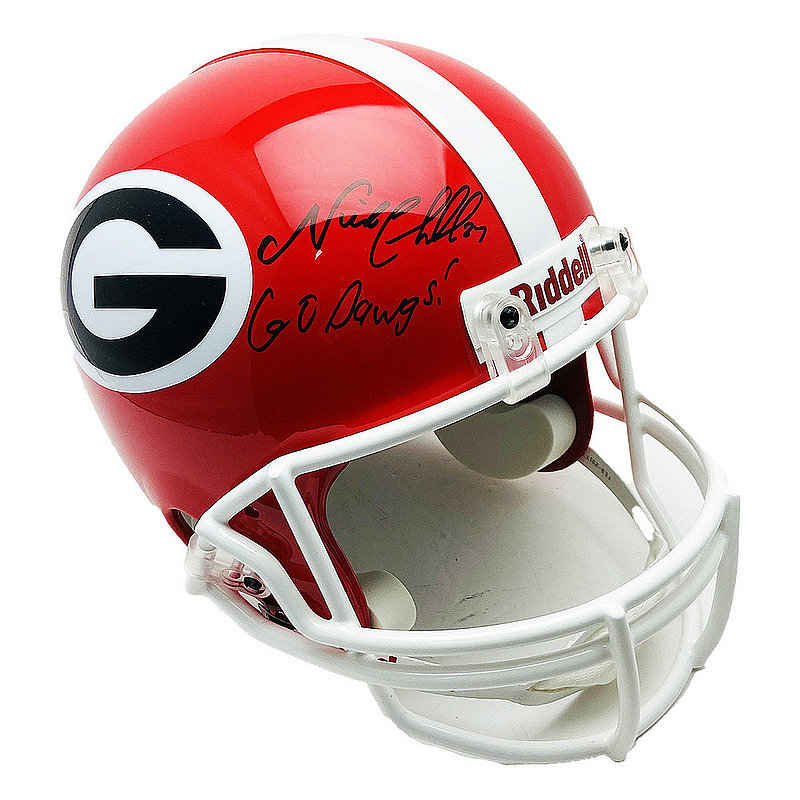 Nick Chubb Autographed Signed UGA Dawgs Riddell Rep F/S Helmet W/ "Go Dawgs" Inscription -JSA 