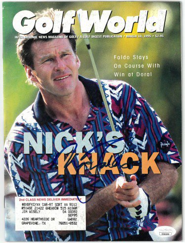 Nick Faldo Autographed Signed Golf World Full Magazine 3/10/1995 minor wear- JSA #EE63300 (PGA Win @ Doral) 