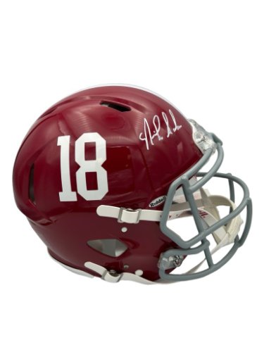 Nick Saban Autographed Signed Alabama Riddell Full Size Crimson Authentic Helmet - Beckett QR Code 