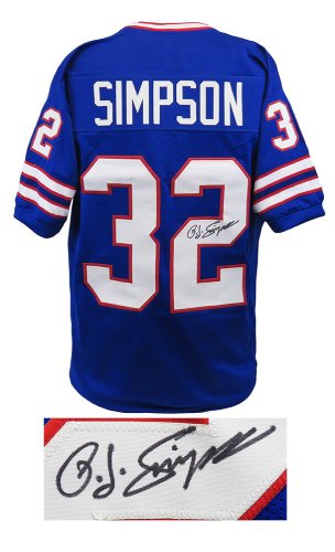 O.J. Simpson Autographed Signed Blue Throwback Custom Football Jersey 