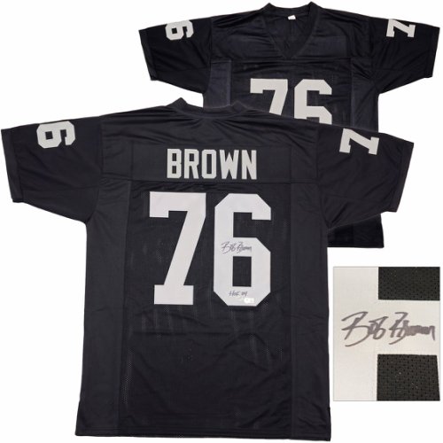 Oakland Raiders Bob Brown Autographed Signed Black Jersey "HOF 04" Beckett Beckett Qr #229533 