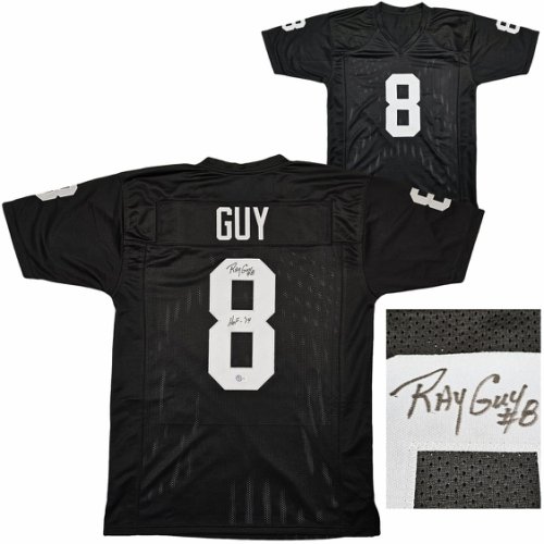 Oakland Raiders Ray Guy Autographed Signed Black Jersey "HOF '14" Beckett Beckett Qr #212446 