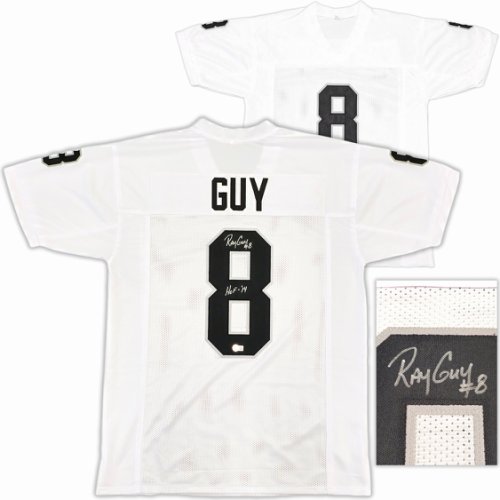 Oakland Raiders Ray Guy Autographed Signed White Jersey "HOF-'14" Beckett Beckett Qr #230014 