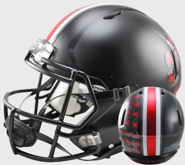 Ohio State Buckeyes Speed Replica Football Helmet Satin Black with Red Buckeyes 