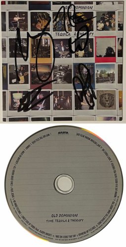OLD DOMINION Autographed Signed 2021 Time Tequila & Therapy CD Matthew Ramsey/Trevor Rosen /Brad /Whit/Geoff COA 