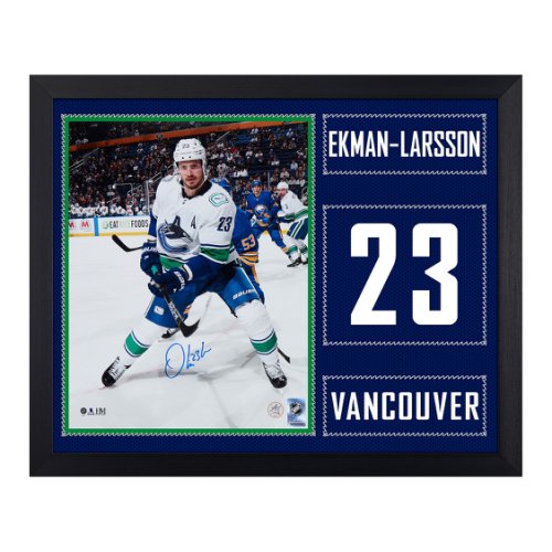 Oliver Ekman-Larsson Autographed Signed Vancouver Canucks Uniform Graphic 19x23 Frame