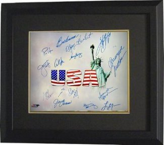Olympic Winners Autographed Signed 16x20 Photo Custom Framing Beckett w/ 15 sigs- Nancy Kerrigan/Mark Spitz/Carl Lewis 