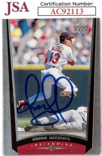 Omar Vizquel Cleveland Indians Autographed Majestic Baseball Jersey Size XXL