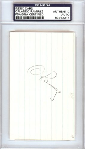 Orlando Ramirez Autographed Signed 3X5 Index Card California Angels PSA/DNA 