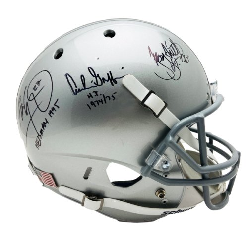 OSU Bucks 3 Heisman Archie Griffin,Eddie George,Troy Smith Autographed Signed Rep Helmet-JSA 