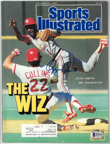 Ozzie Smith Autographed Signed Sports Illustrated Full Magazine 9/28/1987- Beckett/BAS #Q75395 (St. Louis Cardinals) 