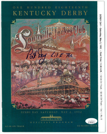 Pat Day Autographed Signed Lil E Tee 1992 Kentucky Derby 118th Full Program at Churchill Downs Horse Racing- JSA Hologram 