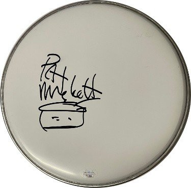 Pat Mastelotto Autographed Signed 10" Drumhead- JSA #SS17819 with Artwork/Drawing (Mr. Mister/King Crimson/Stick Men) 